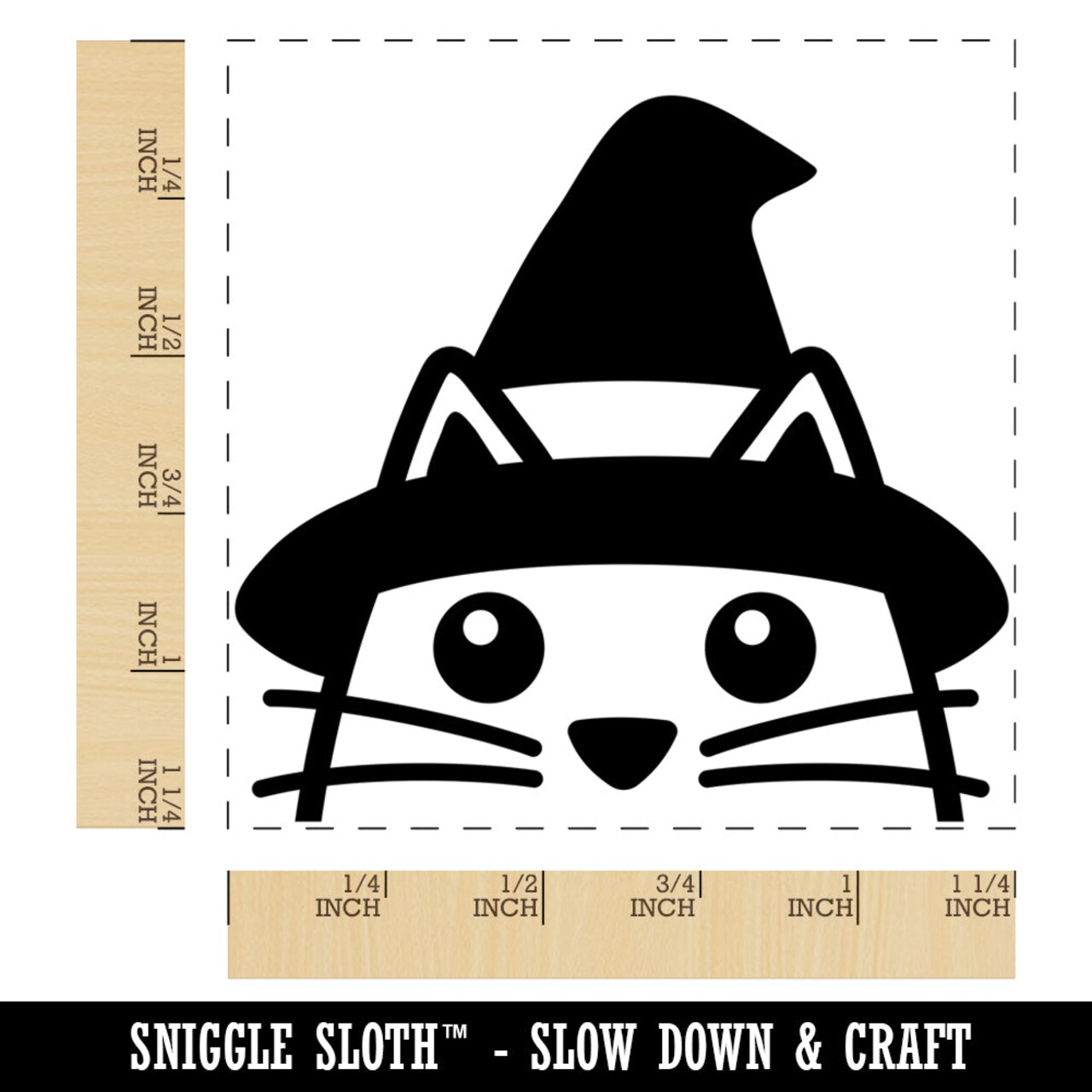 Peeking Witch Cat Halloween Square Rubber Stamp for Stamping Crafting